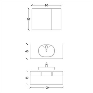  Still Ayna Dolaplı Banyo Dolabı Seti 100 Cm S.Meşe-Beyaz