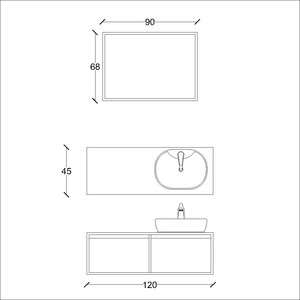  Stone Banyo Dolabı Takımı 2 li 120 Cm Stone