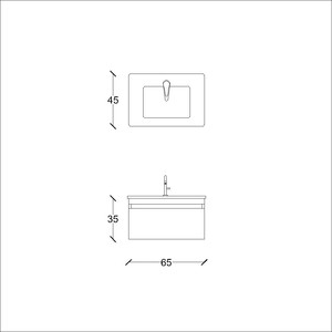  Akron Banyo Alt Dolap 65 Cm Beyaz-Antrasit