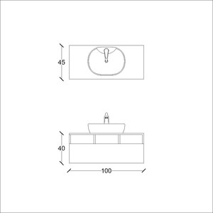  Still Banyo Alt Dolap 100 Cm Beyaz Ahşap-Gri