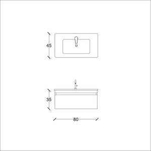  Akron Banyo Alt Dolap 80 Cm Beyaz-Antrasit