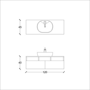  Still Banyo Alt Dolap 120 Cm Beyaz Ahşap-Gri