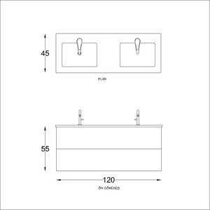  Alba Soft Banyo Alt Dolap 120 Cm Antrasit Çift Lavabo