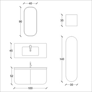  Gio Banyo Dolabı Takımı 3 lü 100 Cm Beyaz