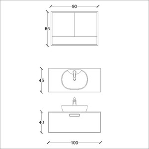  İnca Banyo Dolabı Tkm. 2 li 100 Cm Beyaz Ahşap-Gri