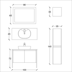  Ege Banyo Dolabı Takımı 3 lü 100 Cm Yeşil