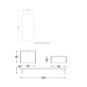  Dream Banyo Dolabı Takımı 5 li 100 Cm Antrasit