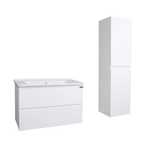  Alba Soft Banyo Dolabı Takımı 3 lü 65 Cm Beyaz Yuvarlak Aynalı