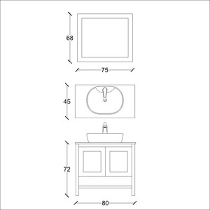  Riga Clas Banyo Dolabı Takımı 2 li 80 Cm Koyu Bej