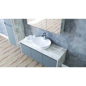  Pino Banyo Dolabı Tkm. 3 lü 100 Cm Beyaz Ahşap-Gri