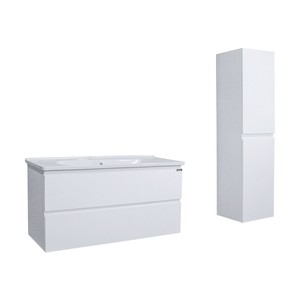  Alba Soft Banyo Dolabı Takımı 3 lü 120 Cm Beyaz Yuvarlak Aynalı