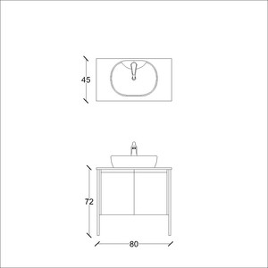  Ege Banyo Alt Dolap 80 Cm Yeşil