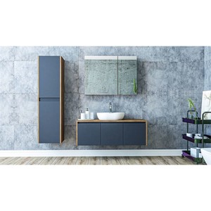  Pino Banyo Dolabı Tkm. 3 lü 120 Cm Beyaz Ahşap-Gri