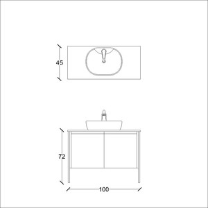  Ege Banyo Alt Dolap 100 Cm Mavi