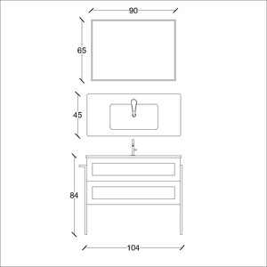  İcon Banyo Dolabı Takımı 2 li 100 Cm Beyaz