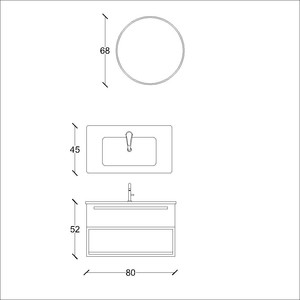  Tesa Banyo Dolabı Takımı 2 li 80 Cm Pastel Mavi