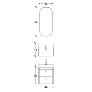  Mina Banyo Dolabı Takımı 2 li 48 Cm Antrasit